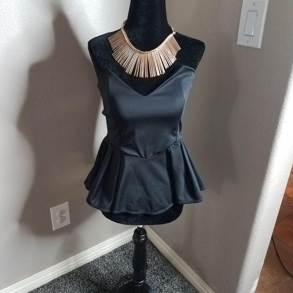Marciano Peplum Strapless Top